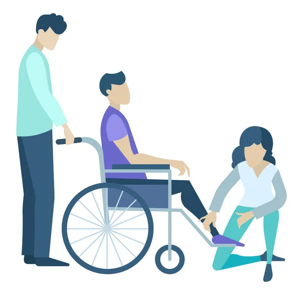Медицинская поддержка и помощь для инвалидов-векторов — стоковый вектор