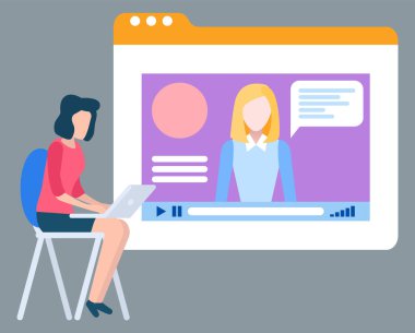 Education Online, Video Screen, E-öğrenme Vektörü