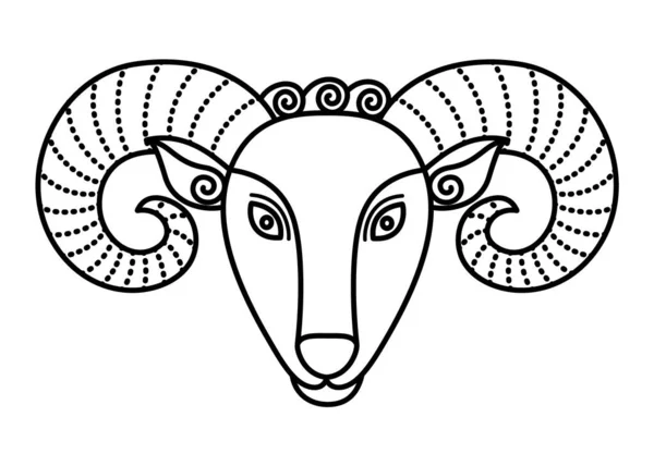 Aries Sign, Symbol of Ram or Mutton with Horns — Stock Vector