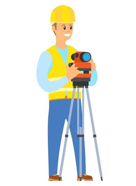 Architecture Male Standing with Camera and Lens — Stock Vector