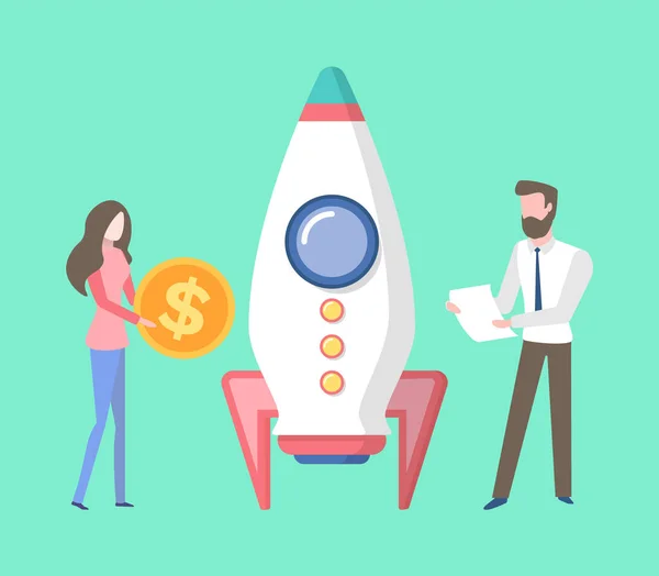 Έναρξη Business Team του Rocket Startup Vector — Διανυσματικό Αρχείο
