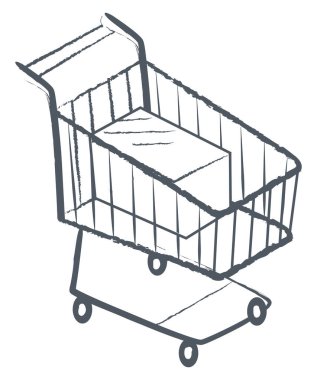 Alışveriş Kartı, Trolley Tek Renkli Taslak Simgesi