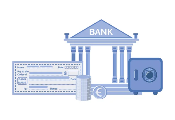 Банк и Strongbox, проверьте бумагу с набором имен — стоковый вектор