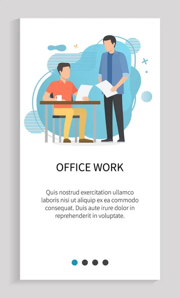 Office Work Boss with Worker, Man and Employee — Stock Vector