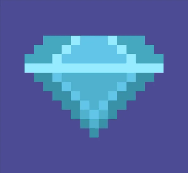 Diamond Pixel Art Icon, Drahý kámen Drahokam — Stockový vektor