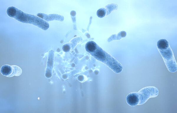Legionella bacteria in water, 3D illustration
