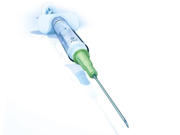 Siringa, iniezione, vaccino, vaccinazione, illustrazione medica 3D — Foto Stock