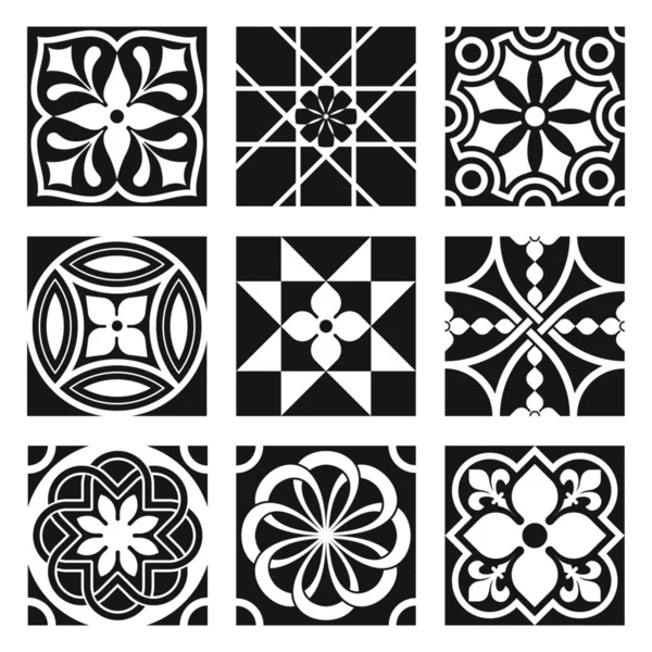 Patrones ornamentales vintage en blanco y negro — Archivo Imágenes Vectoriales