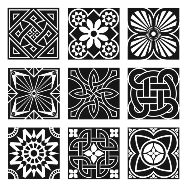 Vintage Ornamental Patterns in Black and White — Stock Vector