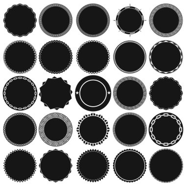 Yuvarlak Dekoratif kenarlık çerçeveleri sağlam topluluğu arka plan dolu. Vintage etiket tasarımları için idealdir.