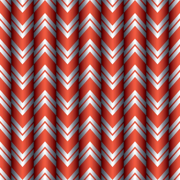 Modèle de rideau Chevron rouge et argent sans couture — Image vectorielle
