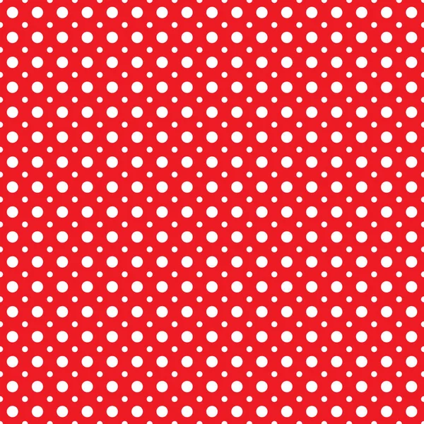 Naadloze rode en witte polka dots patroon textuur achtergrond — Stockvector