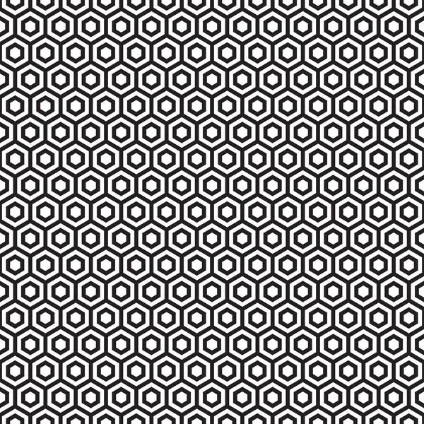 Sömlös sexkantiga bikakestruktur mönster textur bakgrund. Svart och vitt mönster. — Stock vektor