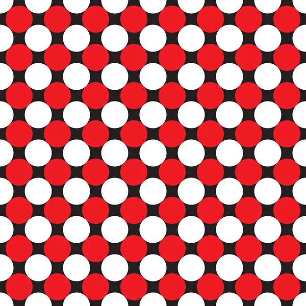 Bezszwowe geometryczne duża kropka deseń tła, czerwony, czarny i biały wzór. — Wektor stockowy