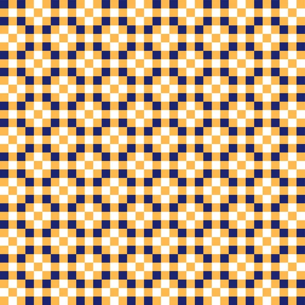 无缝靛蓝蓝色和橙色复古几何块模式 — 图库矢量图片