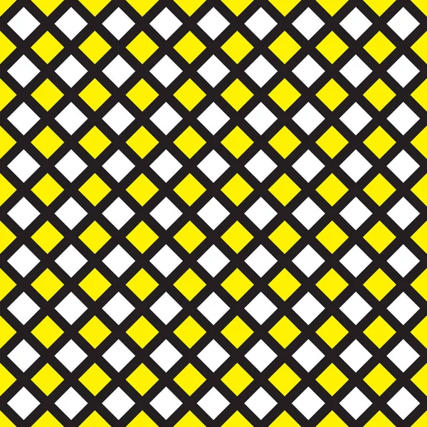 Seamless yellow, black and white check pattern — Stock Vector