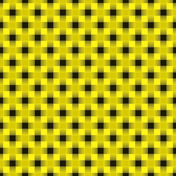 Nahtlose geometrische Verflechtung gelber und schwarzer Karomuster — Stockvektor