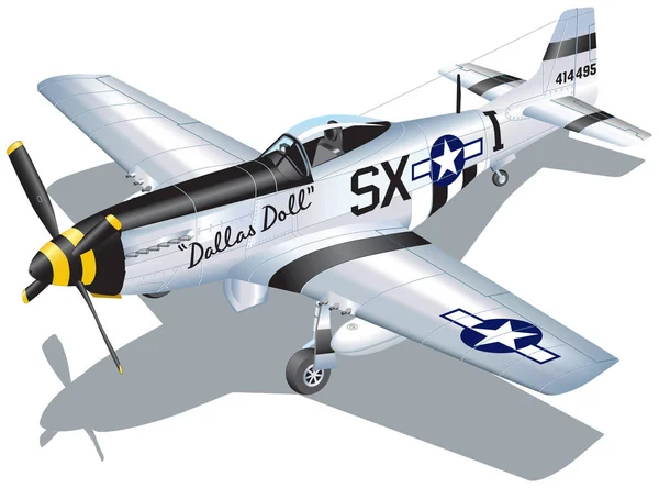 P-51 Mustang avcı uçağı detaylı vektör çizim