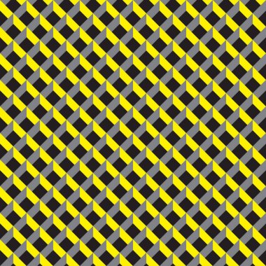Sorunsuz 3d ızgara desen sarı, gri ve siyah.