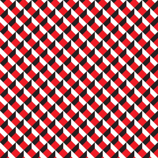 Textura de patrón de rejilla 3d sin costuras en rojo, negro y blanco . — Archivo Imágenes Vectoriales