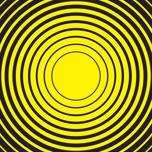 Gula och svarta radiella koncentrisk cirkel rippel bakgrund — Stock vektor