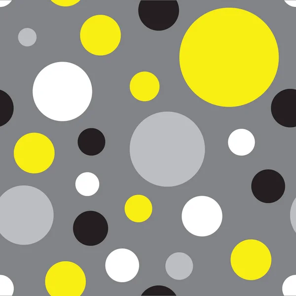 Bezszwowe czarny żółty szare kropki — Wektor stockowy