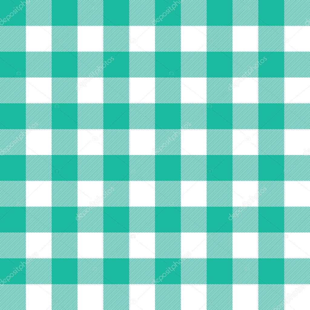 Seamless green and white gingham pattern