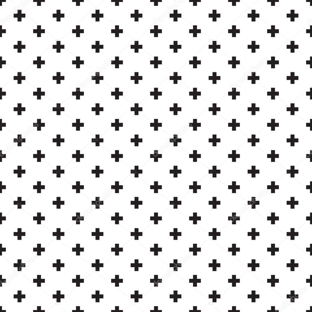 Seamless black and white Swiss Cross Shweizerkreuz pattern