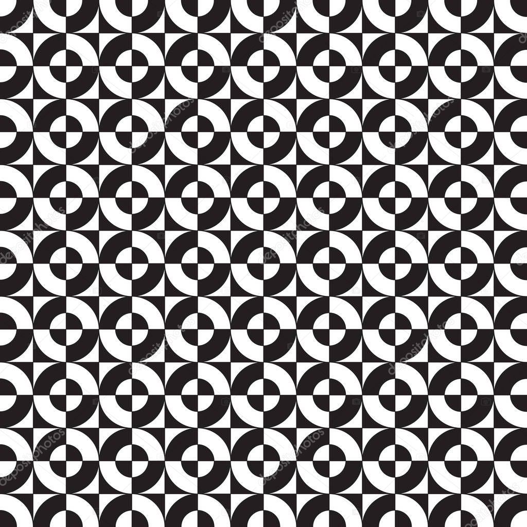 Seamless abstract geometric circle and square intersect overlap pattern