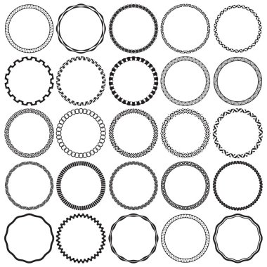 Yuvarlak Dekoratif Sınır Çerçeveleri Koleksiyonu. Eski etiket tasarımları için ideal.