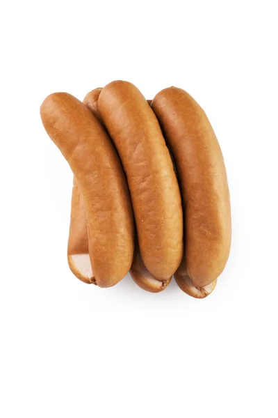 Steamed sausage on a white background. Food product — Stock Photo, Image