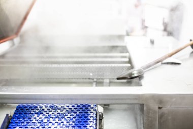 Yiyecek fabrikası. Gıda üretim tesisi. Üretim hattı.