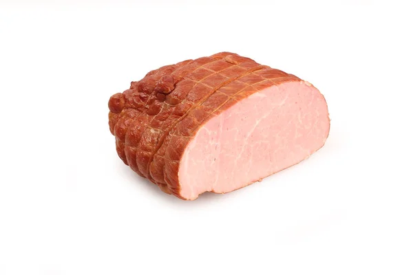 Salsicha de porco, produtos tradicionais de salsicha fundo branco . — Fotografia de Stock