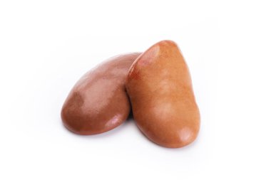 Pork kidneys isolated on a white background.
