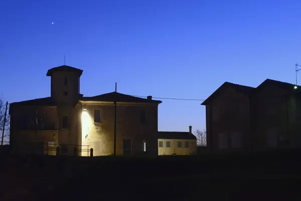 Crepuscolar View Museum River Mincio Village Governolo — Stock Photo, Image