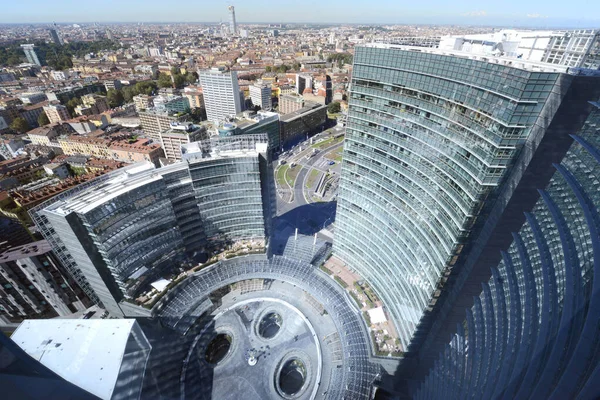 Vista Panorámica Del Top Gae Aulenti Square Milan Lombardy Italy —  Fotos de Stock