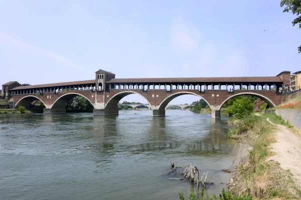 Covered Bridge City Pavia Lombardy Italy — 图库照片