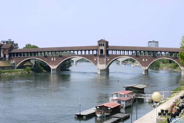 Covered Bridge City Pavia Lombardy Italy — 스톡 사진