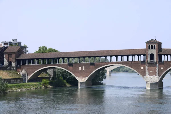 Covered Bridge City Pavia Lombardie Itálie — Stock fotografie