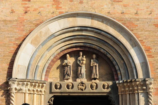 Détail Facade Cathédral Ville Crema Lombardy Italie — Photo