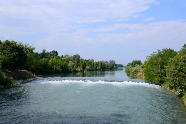 Výhled Mincio River Mulini Volta Lokace Parku Mincio River Lombardy — Stock fotografie