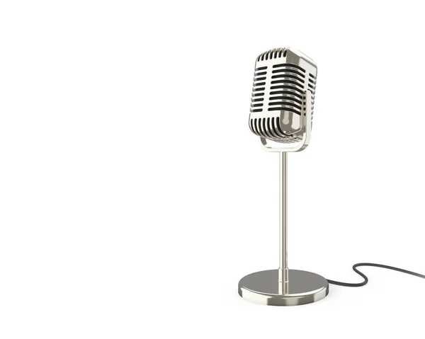 Vintage metal microphone on a stand — Stock Photo, Image