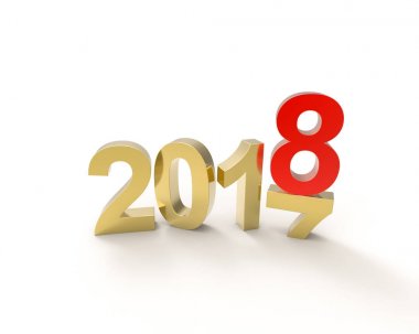 Yeni 2018 köpek yıl, beyaz bac üzerinde altın rengi izole 3d metin