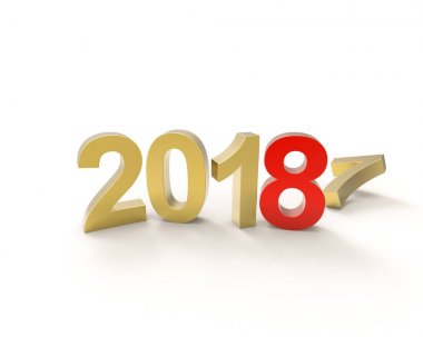 Yeni 2018 köpek yıl, beyaz bac üzerinde altın rengi izole 3d metin