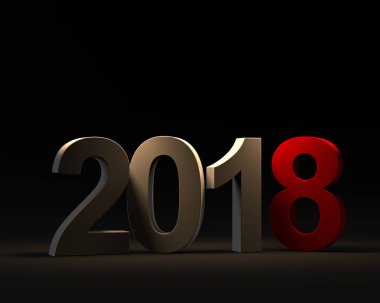 3D Resim, 3d render yukarıdan lambalar tarafından aydınlatılmış metin için yer ile karanlık bir arka plan üzerinde yeni yıl 2018