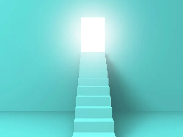 Stairway to light and open door 3d render illustration — Stock Photo, Image