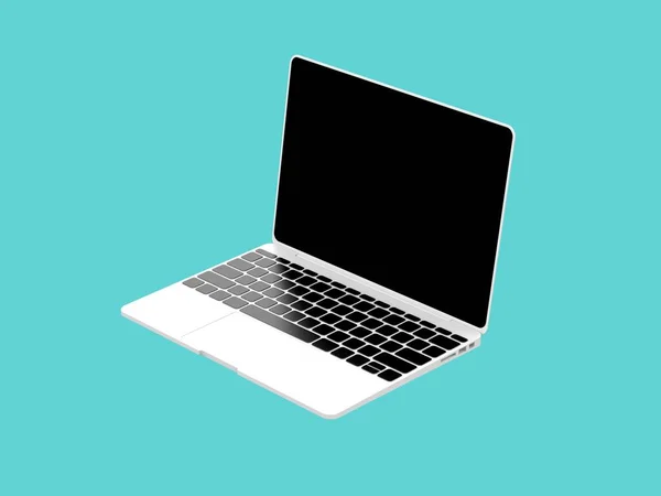 Laptop ile siyah ekran üzerinde mavi arka plan 3d illüstrasyon izole render — Stok fotoğraf