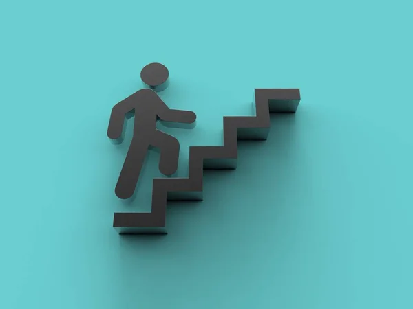 Mužská ikona je lezení po schodech vykreslení 3d obrázku — Stock fotografie