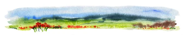 Aquarelle traditionnelle dessinée à la main Paysage panoramique européen — Photo