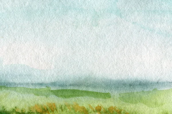 Hand Drawn Traditional Watercolor European Panoramic Landscape — Stockfoto